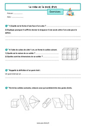 Le cube et le pavé droit – Exercices de géométrie pour la 6ème - PDF à imprimer