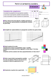 Patron et perspective cavalière – Evaluation de géométrie pour la 6ème - PDF à imprimer