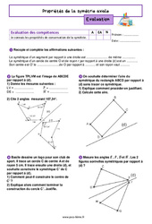 Propriétés de la symétrie axiale – Evaluation de géométrie pour la 6ème - PDF à imprimer