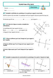 Symétrique d'un point – Exercices de géométrie pour la 6ème - PDF à imprimer