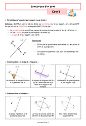 Symétrique d'un point – Cours de géométrie pour la 6ème - PDF à imprimer