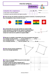 Axes de symétrie – Evaluation de géométrie pour la 6ème - PDF à imprimer