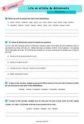 Lire un article de dictionnaire – Exercices de vocabulaire pour la 6ème - PDF à imprimer