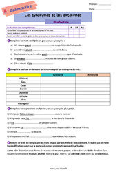 Les synonymes et les antonymes – Evaluation de vocabulaire pour la 6ème - PDF à imprimer