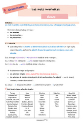 Les mots invariables – Cours de grammaire pour la 6ème - PDF à imprimer