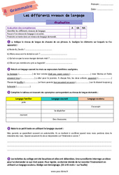 Les différents niveaux de langue – Evaluation de vocabulaire pour la 6ème - PDF à imprimer