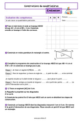 Constructions de quadrilatères – Evaluation de géométrie pour la 6ème - PDF à imprimer