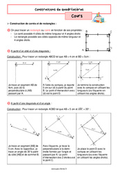 Constructions de quadrilatères – Cours de géométrie pour la 6ème - PDF à imprimer