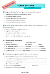 L’adjectif qualificatif – Exercices de grammaire pour la 6ème - PDF à imprimer