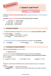 L’adjectif qualificatif – Cours de grammaire pour la 6ème - PDF à imprimer