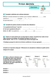 Division décimale – Exercices de nombres et calculs pour la 6ème - PDF à imprimer