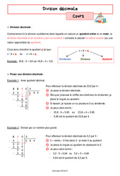 Division décimale – Cours de nombres et calculs pour la 6ème
