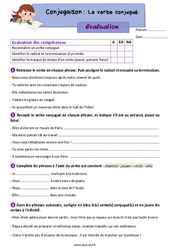 Le verbe conjugué – Évaluation de conjugaison pour le ce2 - PDF à imprimer