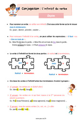 Infinitif du verbe – Leçon de conjugaison pour le ce2 - PDF gratuit à imprimer