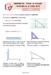 Tracer un triangle rectangle ou un angle droit – Leçon de géométrie pour le ce2 - PDF gratuit à imprimer