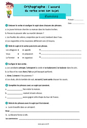 Exercice Accord Sujet Verbe CE2