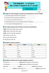 Le présent des verbes fréquents du 3e groupe – Exercices de conjugaison pour le ce2 - PDF à imprimer