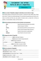 Les verbes faire et dire à l'imparfait – Exercices de conjugaison pour le ce2 - PDF à imprimer