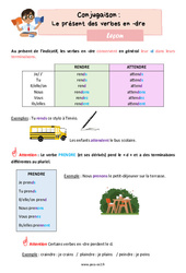 Le présent des verbes en dre – Leçon de conjugaison pour le ce2 - PDF gratuit à imprimer