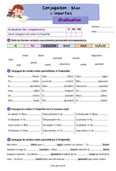L’imparfait (bilan) – Évaluation de conjugaison pour le ce2 - PDF à imprimer