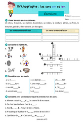 Les sons ein et ien – Exercices d'orthographe pour le ce2 - PDF à imprimer