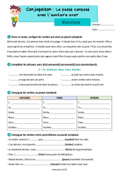 Le passé composé avec l’auxiliaire avoir – Exercices de conjugaison pour le ce2 - PDF à imprimer