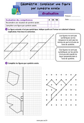 Compléter une figure par symétrie axiale – Évaluation de géométrie pour le ce2 - PDF à imprimer