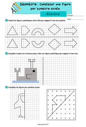 Compléter une figure par symétrie axiale – Exercices de géométrie pour le ce2 - PDF à imprimer