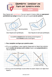 Compléter une figure par symétrie axiale – Leçon de géométrie pour le ce2 - PDF gratuit à imprimer