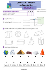 Identifier quelques solides – Évaluation de géométrie pour le ce2 - PDF à imprimer