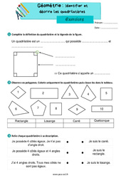 Identifier et décrire les quadrilatères – Exercices de géométrie pour le ce2 - PDF à imprimer