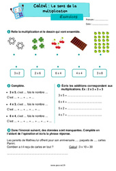 Le sens de la multiplication – Exercices de calcul pour le ce2 - PDF à imprimer