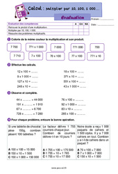 Multiplier par 10, 100, 1000 – Évaluation de calcul pour le ce2 - PDF à imprimer