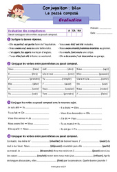 Le passé composé (bilan) – Évaluation de conjugaison pour le ce2 - PDF à imprimer
