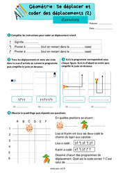 Se déplacer et coder des déplacements (2) – Exercices de géométrie pour le ce2 - PDF à imprimer