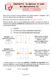 Se déplacer et coder des déplacements (2) – Leçon de géométrie pour le ce2 - PDF gratuit à imprimer