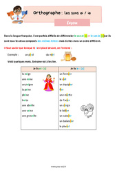 Les sons ei - ie – Leçon d'orthographe pour le ce2 - PDF gratuit à imprimer