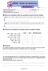 Utiliser une calculatrice – Évaluation de calcul pour le ce2 - PDF à imprimer