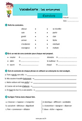 Les antonymes – Exercices de vocabulaire pour le ce2 - PDF à imprimer