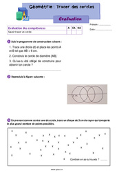 Tracer des cercles – Évaluation de géométrie pour le cm1 - PDF à imprimer