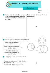 Tracer des cercles – Exercices de géométrie pour le cm1 - PDF à imprimer