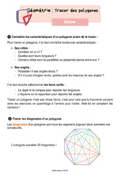 Tracer des polygones – Leçon de géométrie pour le cm1 - PDF gratuit à imprimer