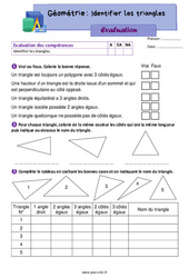 Identifier les triangles – Évaluation de géométrie pour le cm1 - PDF à imprimer