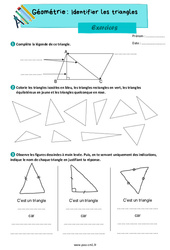 Identifier les triangles – Exercices de géométrie pour le cm1 - PDF à imprimer