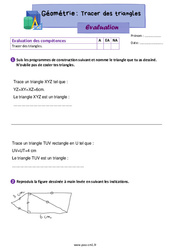 Tracer les triangles – Évaluation de géométrie pour le cm1