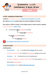 Le COD : Complément d’objet direct – Leçon de grammaire pour le cm1 - PDF gratuit à imprimer