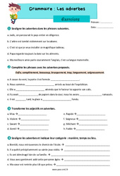 Les adverbes – Exercices de grammaire pour le cm1 - PDF à imprimer