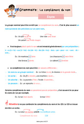 Le complément du nom – Leçon de grammaire pour le cm1 - PDF gratuit à imprimer