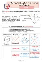 Identifier et décrire les quadrilatères – Leçon de géométrie pour le cm1 - PDF gratuit à imprimer