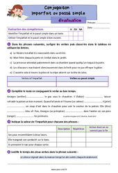 Alternance: Imparfait ou passé simple – Évaluation de conjugaison pour le cm1 - PDF à imprimer